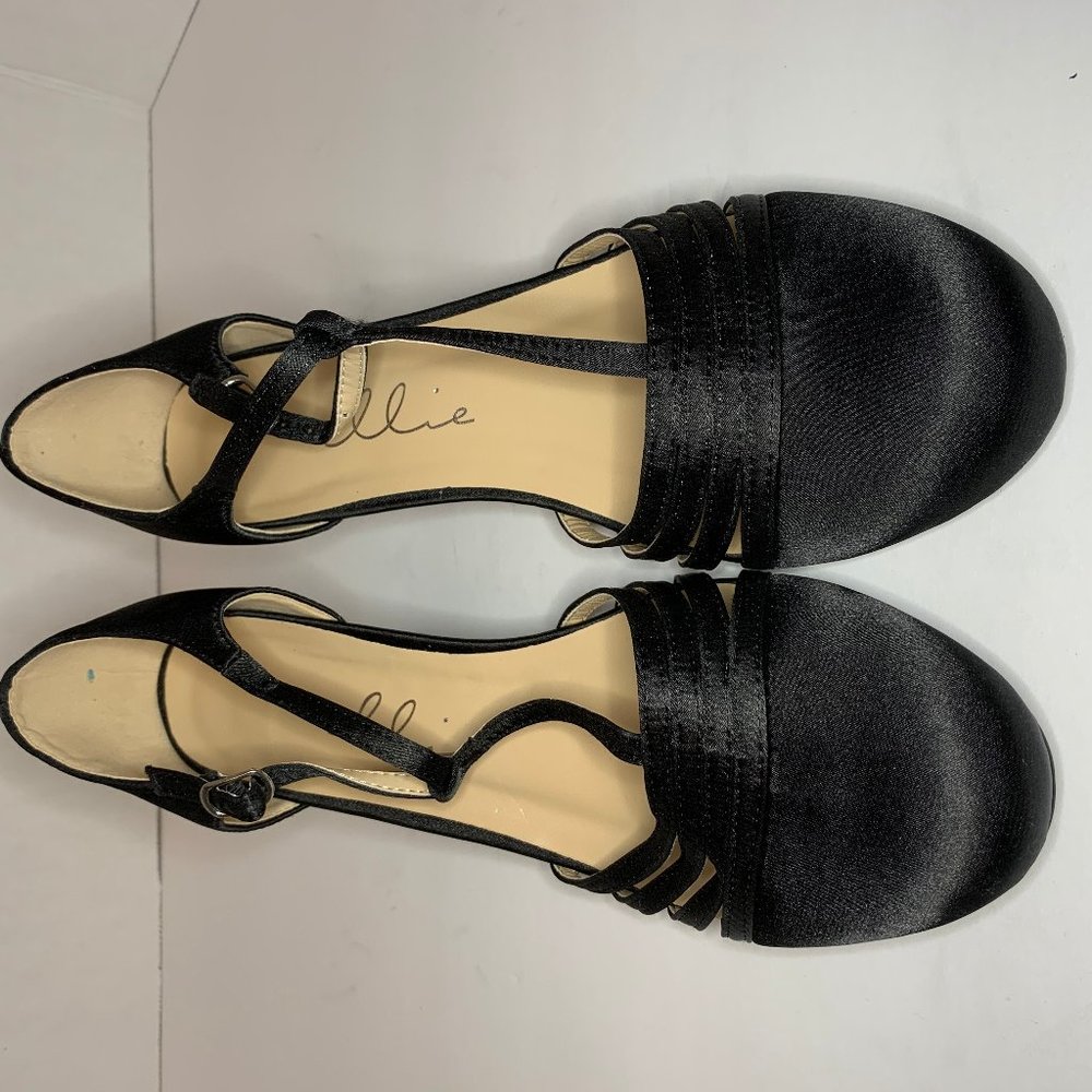 Black Sandals- Ellie Satin Dance Shoe Size 10